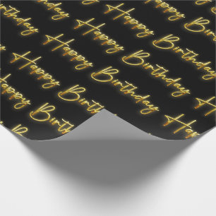 Black & Gold Happy Birthday Wrapping Paper