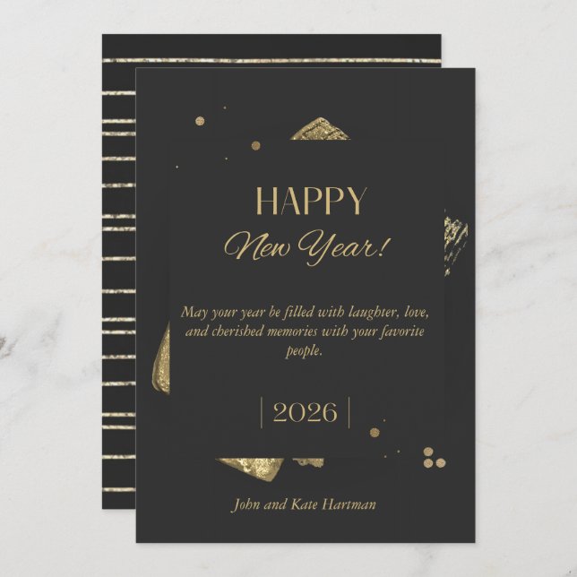 Black & Gold Happy New Year  (Front/Back)