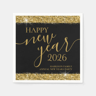 Black Gold Happy New Year 2023 Custom Napkin