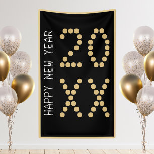 Black & Gold Happy New Year 2024 Banner