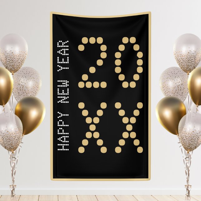Black & Gold Happy New Year 2024 Banner (Black & Gold Happy New Year 2024 Banner)