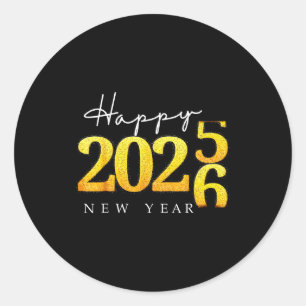 Black Gold Happy New Year 2026 New Years Eve Party Classic Round Sticker