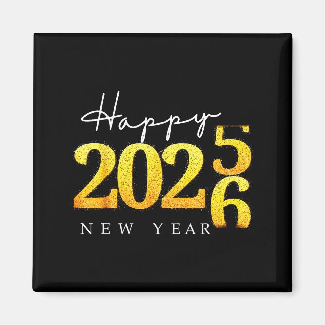 Black Gold Happy New Year 2026 New Years Eve Party Magnet (Front)