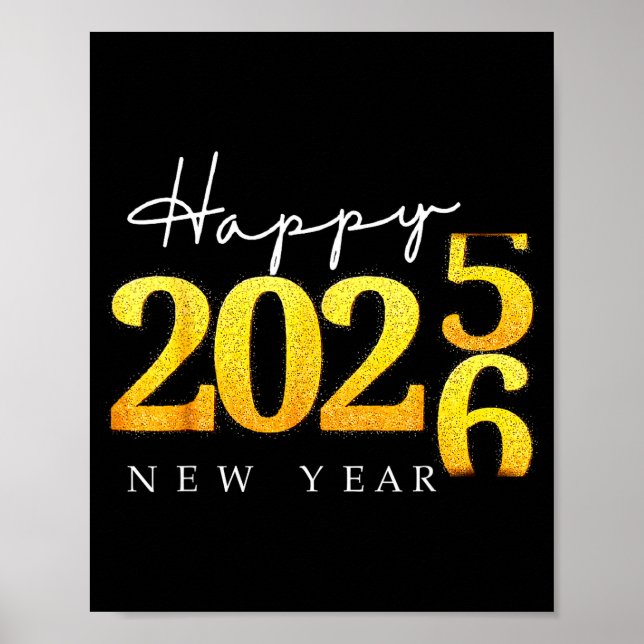 Black Gold Happy New Year 2026 New Years Eve Party Poster (Front)