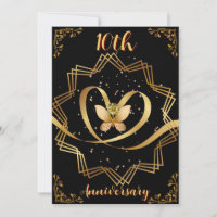  Black & Gold Heart Chic 10th Wedding Anniversary 