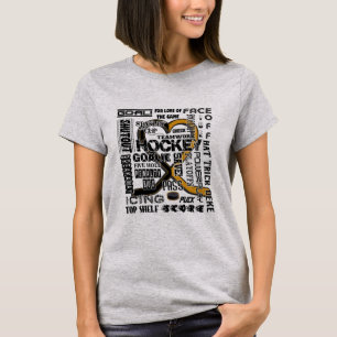 Black & Gold Heart Hockey Words Black Logo T-Shirt