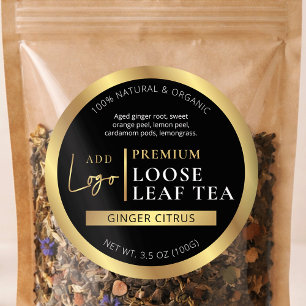 Black & Gold Herbal Tea Coffee Homemade Label