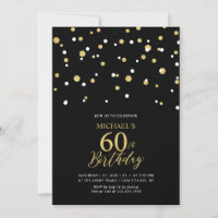 Black & Gold Hexagon Confetti 60th Birthday Party