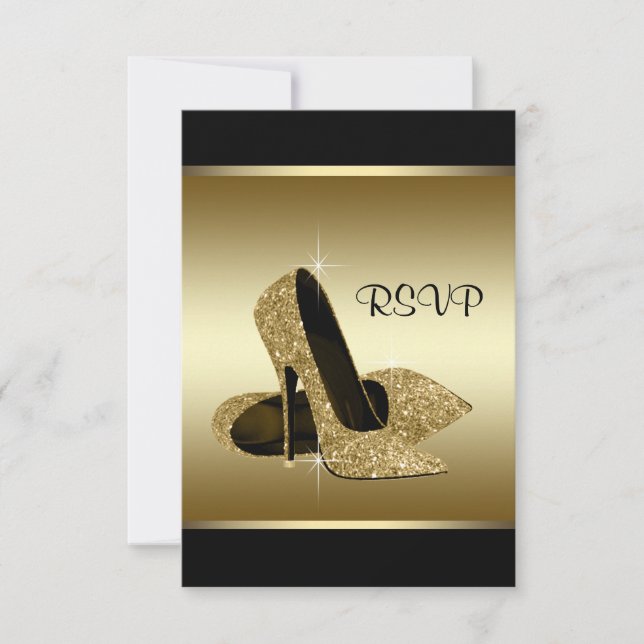 Black Gold High Heel Shoe RSVP (Front)
