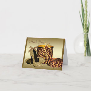 Black Gold High Heel Shoes Thank You Cards