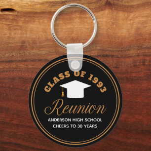 Black Gold High School Reunion Custom Party Favour Key Ring