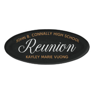 Black Gold High School Reunion Personalized Name Tag