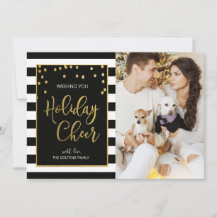 Black & Gold Holiday Cheer   Christmas Card