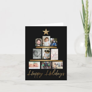 Black Gold Holiday Family Christmas Tree photo Card