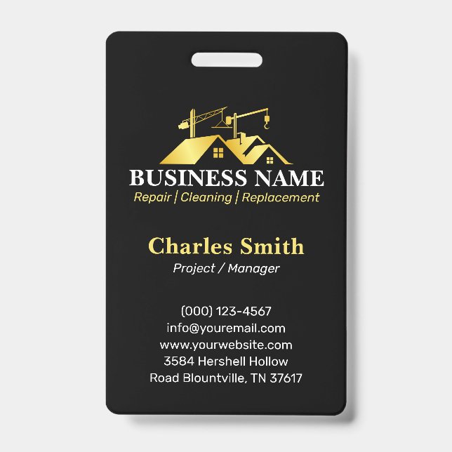 Black Gold Home Building Construction ID Badge (Front)
