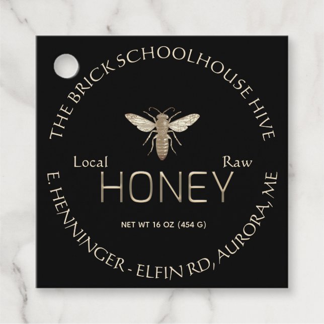 Black Gold Honey Nutrition Facts Tag Queen Bee (Front)