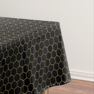 Black & Gold Honeycomb Elegant Geometric Pattern Tablecloth