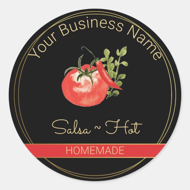 Black & Gold Hot Salsa Product Label (Front)