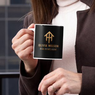 Black Gold House Logo l Promotional Realtor Broker Mug