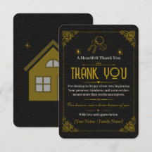 Black Gold Housewarming Invitation Thank You