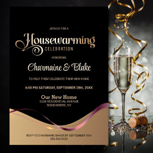 Black Gold Housewarming Party Invitation
