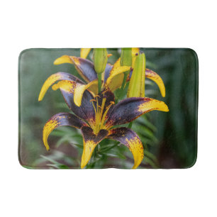 Black Gold Hybrid Asiatic Lily, Flower Photography Bath Mat