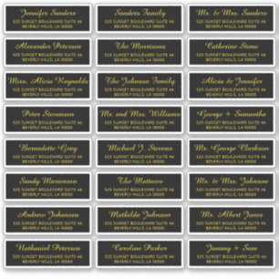 Black gold individual guest address elegant labels