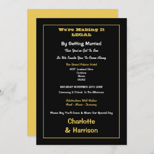 Black Gold Informal Wedding Invitation