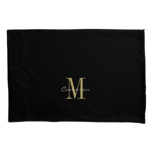  Black Gold Initial and Name Personalized Pillowcase