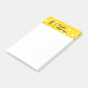 Black Gold Initial Monogram, Trendy Elegant Name Post-it Notes