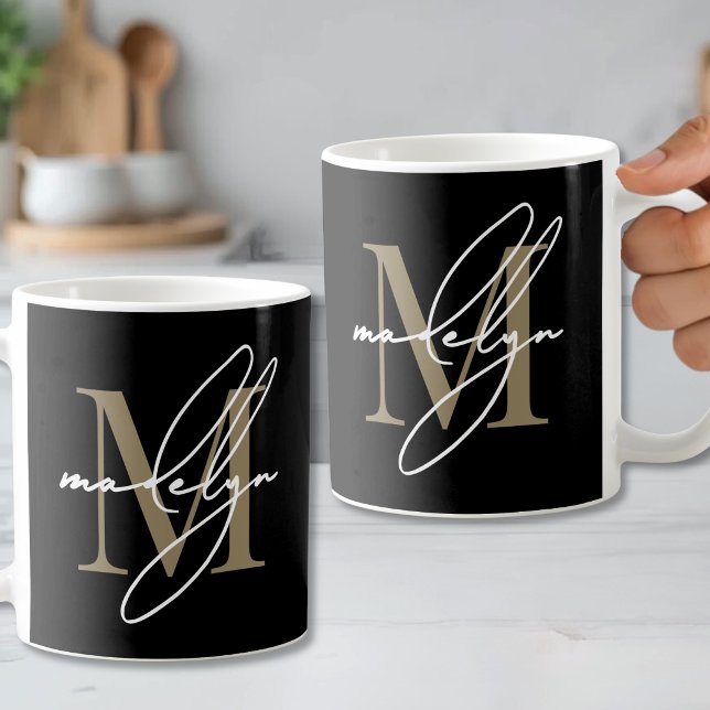 Black Gold Initial Name Monogram Coffee Mug (Black Gold Initial Name Monogram Coffee Mug )