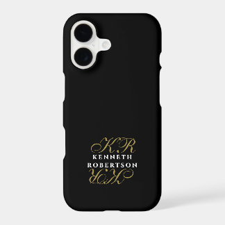 Black Gold Initials White Name Monogram Chic Men 