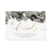 black gold ink Wedding Website Enclosure Card