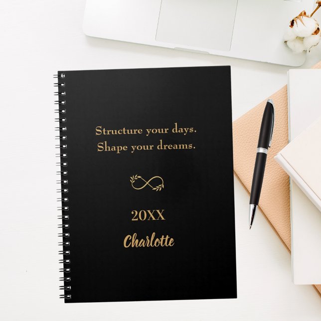 Black gold inspirational quote notebook (Creator Uploaded)