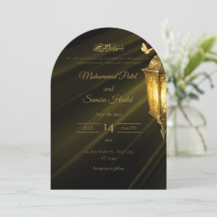 Black & Gold Islamic Save the Date Invitation