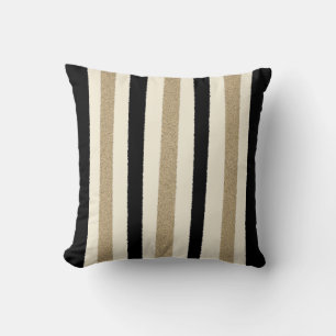 Black / Gold / Ivory Stripes Cushion