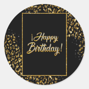 Black Gold & Jewel Leopard Classic Round Sticker