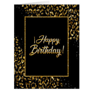 Black Gold Jewel Leopard Invitation Card