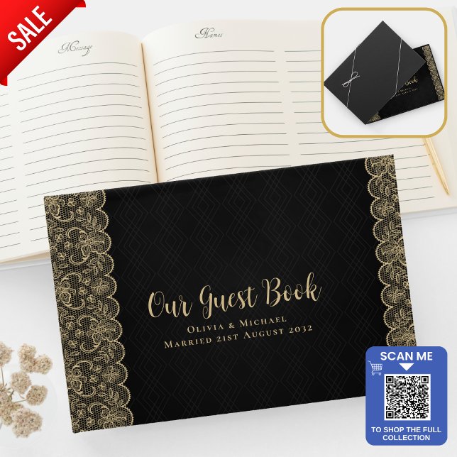 Black Gold Lace Guest Book (Creator Uploaded)