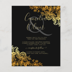 Black Gold Lace Wedding Invitations Flyer