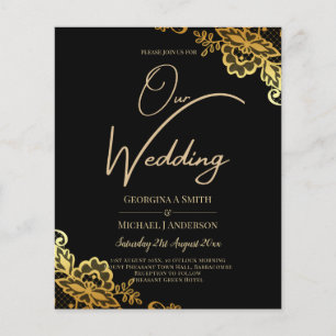 Black Gold Lace Wedding Invtiations