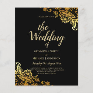 Black Gold Lace Wedding Invtiations Flyer