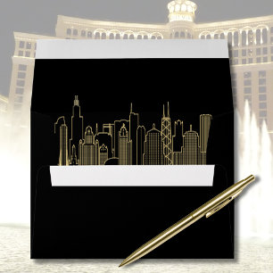 Black Gold Las Vegas Skyline Elegant Address Envelope