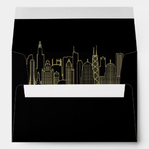 Black Gold Las Vegas Skyline Elegant Address Envelope