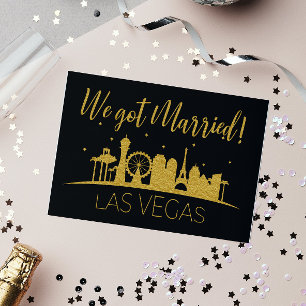 Black Gold Las Vegas Wedding Elopement Reception Invitation