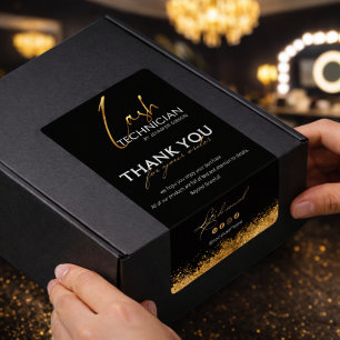 Black & Gold Lash Tech Seal Label Luxury Beauty