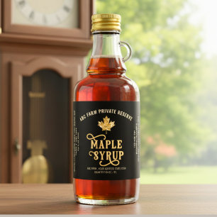 Black & Gold Leaf Private Reserve Maple Syrup  Liquor Bottle Label