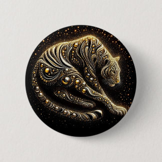 Black & Gold Leopard 6 Cm Round Badge