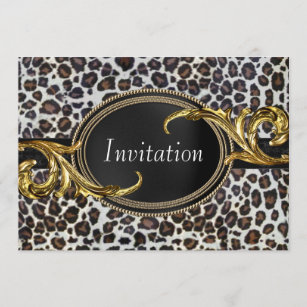 Black Gold Leopard All Occasion Party Invitation