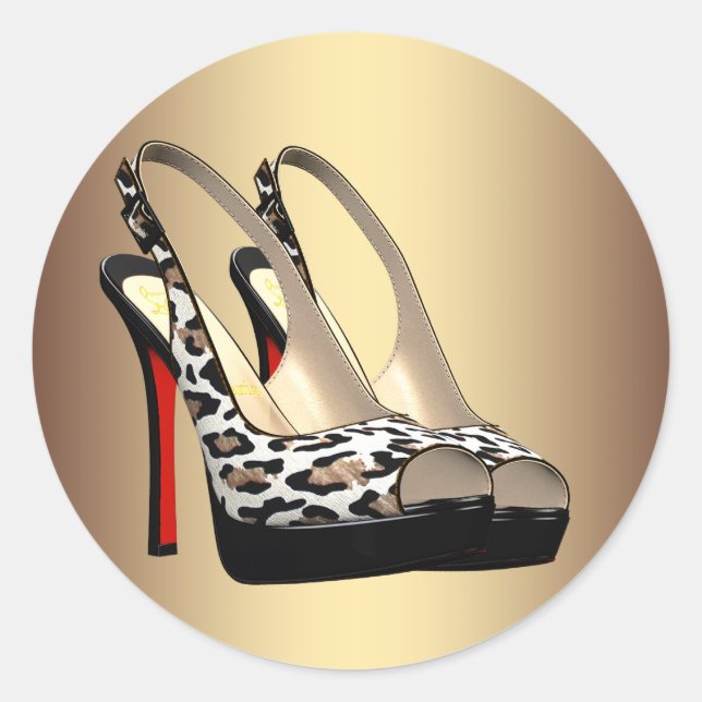 Black Gold Leopard High Heel Shoe Stickers (Front)